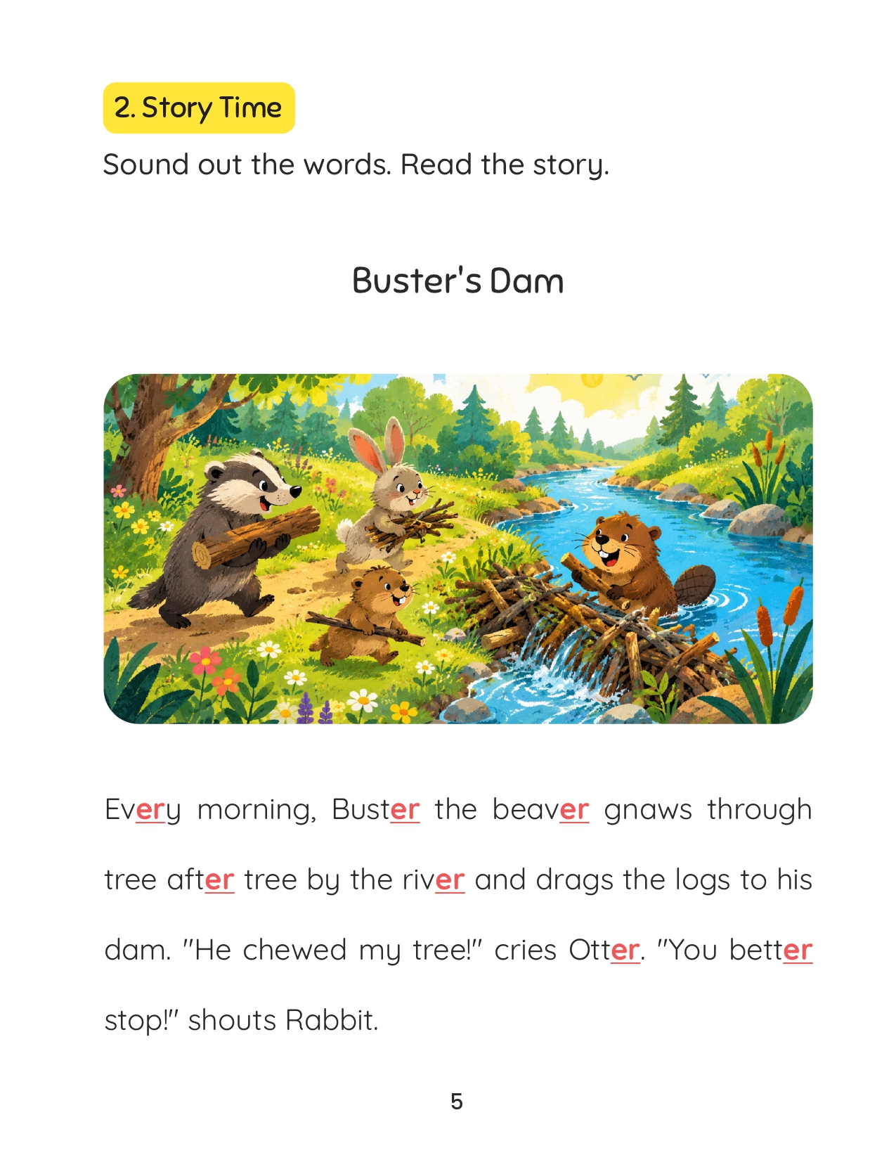 Bossy R workbook sample page: Read & Understand