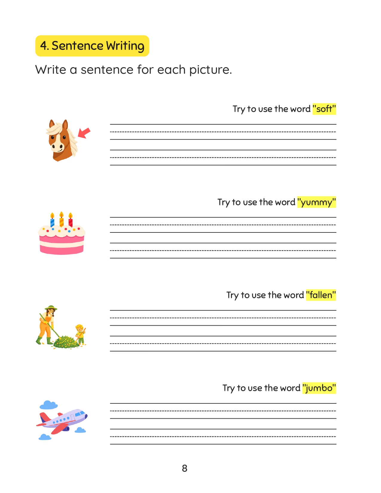 Magic E workbook sample page: Apply & Write